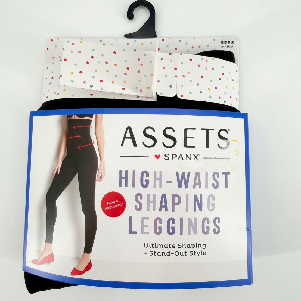Assets by Spanx High Waist Shaping Leggings Women's Small Black Tummy Control